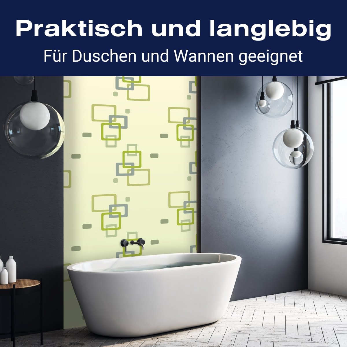 Duschwand Retrokästchen Grün Muster M0102 entdecken - Bild 3 Duschwand Retrokästchen Grün Muster M0102 entdecken - Bild 3