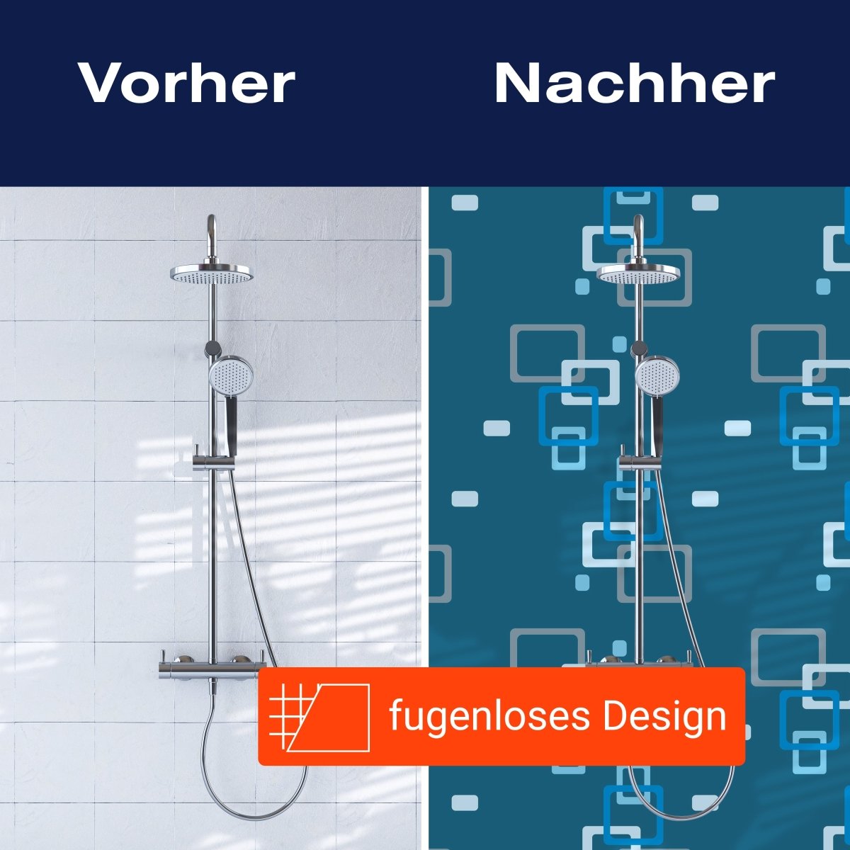 Duschwand Retrokästchen dunkelblau Muster M0104 entdecken - Bild 9 Duschwand Retrokästchen dunkelblau Muster M0104 entdecken - Bild 9