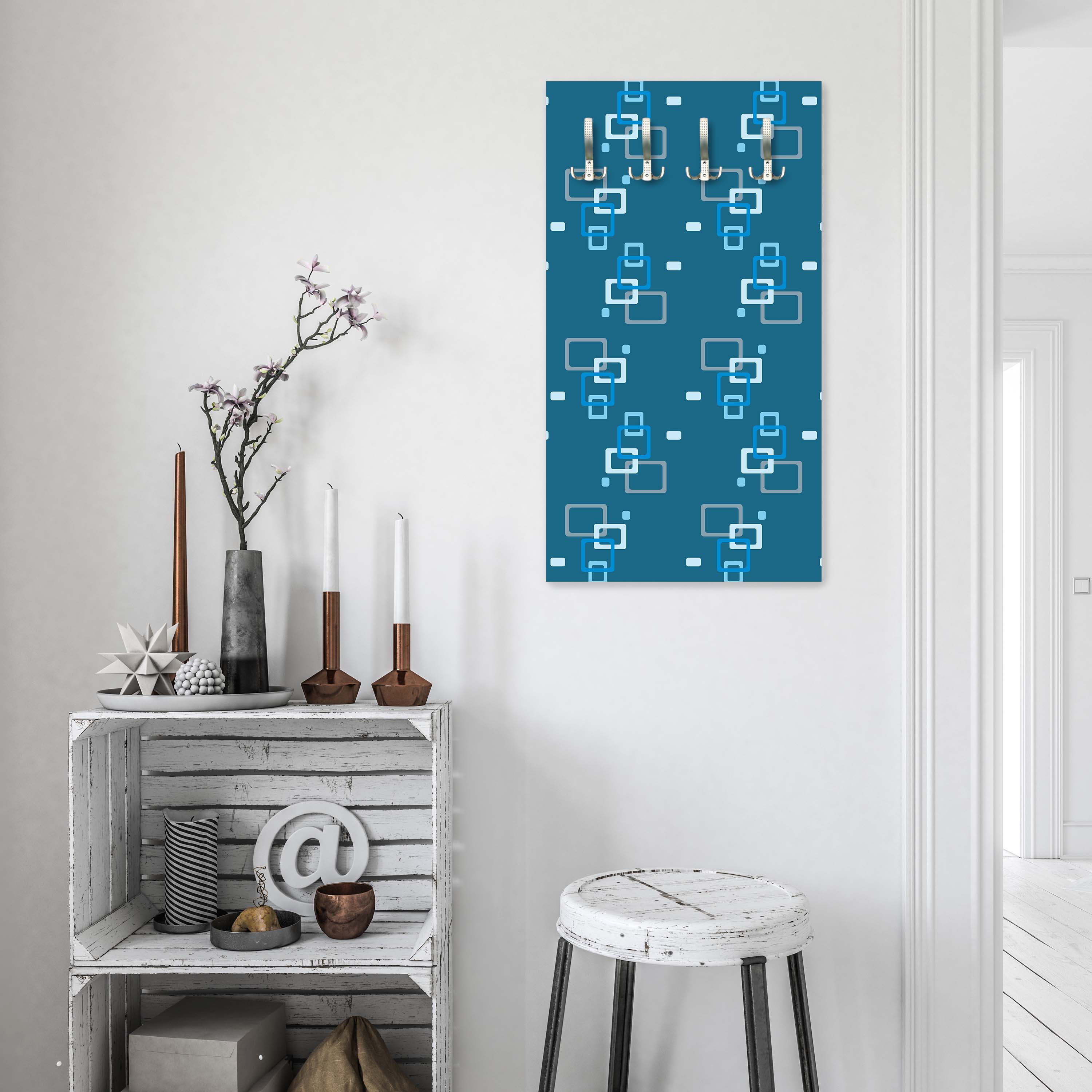 Garderobe Retrokästchen dunkelblau Muster M0104 entdecken - Bild 2 Garderobe Retrokästchen dunkelblau Muster M0104 entdecken - Bild 2