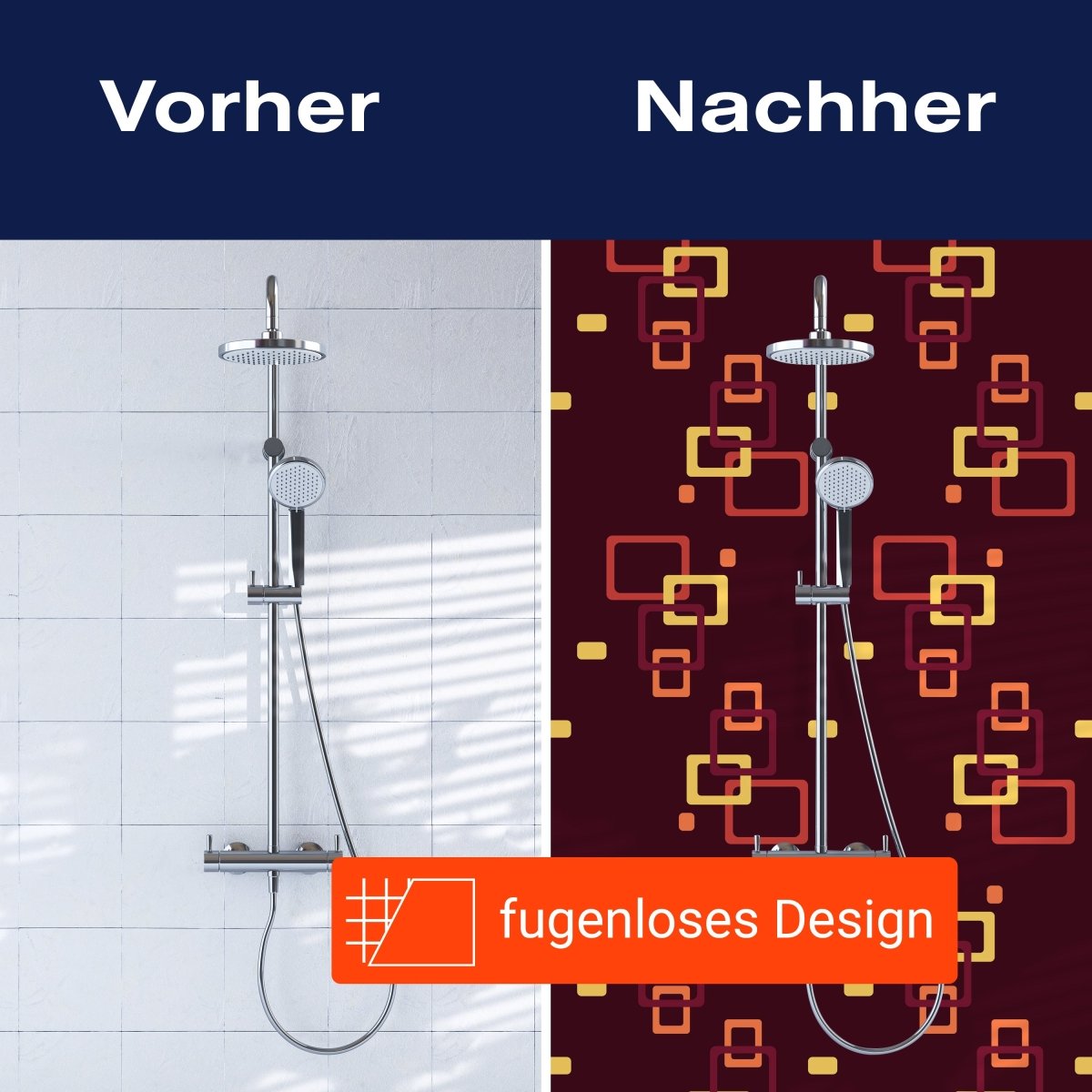 Duschwand Retrokästchen Dunkelrot Muster M0105 entdecken - Bild 9 Duschwand Retrokästchen Dunkelrot Muster M0105 entdecken - Bild 9