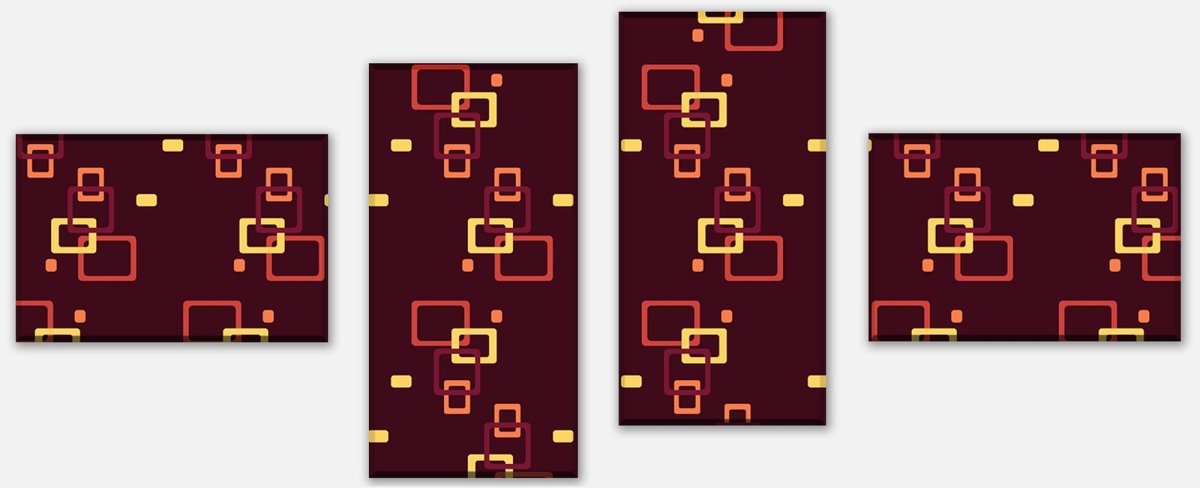 Leinwandbild Mehrteiler Retrokästchen Dunkelrot Muster M0105 Leinwandbild Mehrteiler Retrokästchen Dunkelrot Muster M0105
