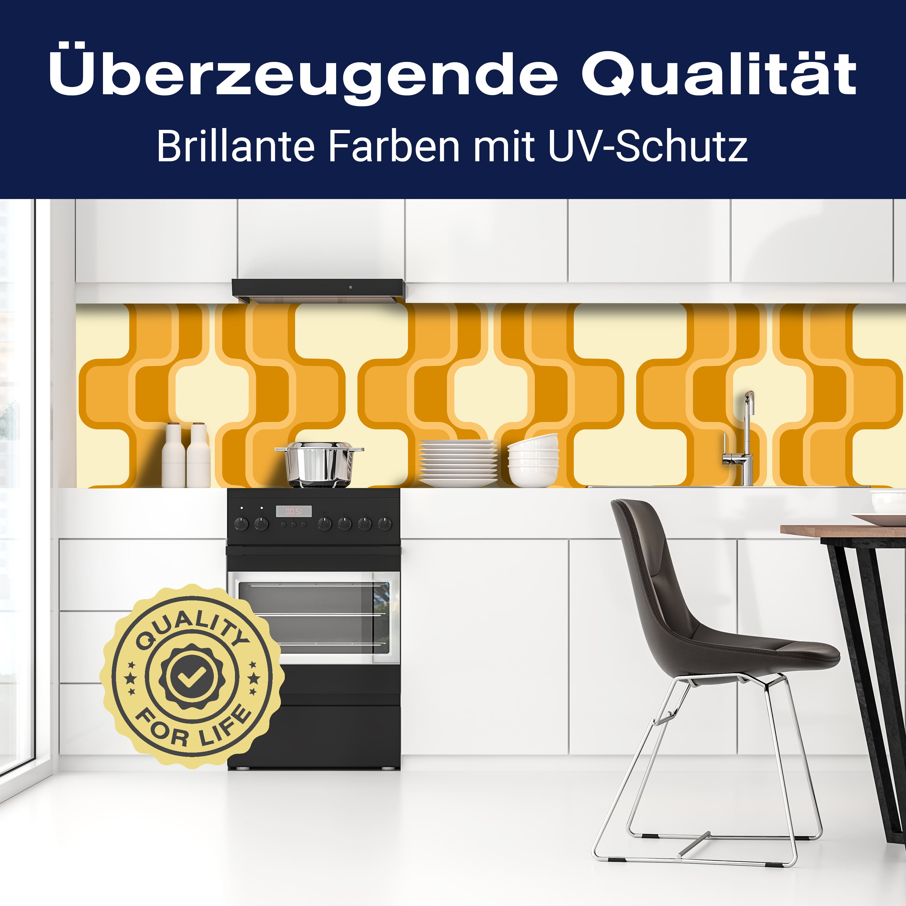 Küchenrückwand Retromuster Sonnengelb Muster M0114 entdecken - Bild 2 Küchenrückwand Retromuster Sonnengelb Muster M0114 entdecken - Bild 2