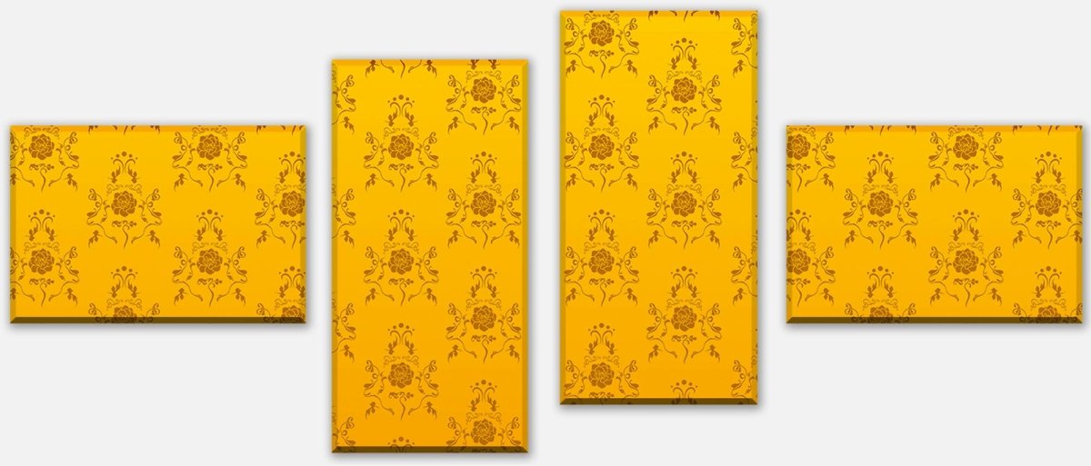 Leinwandbild Mehrteiler Barock Gelb Muster M0118 Leinwandbild Mehrteiler Barock Gelb Muster M0118