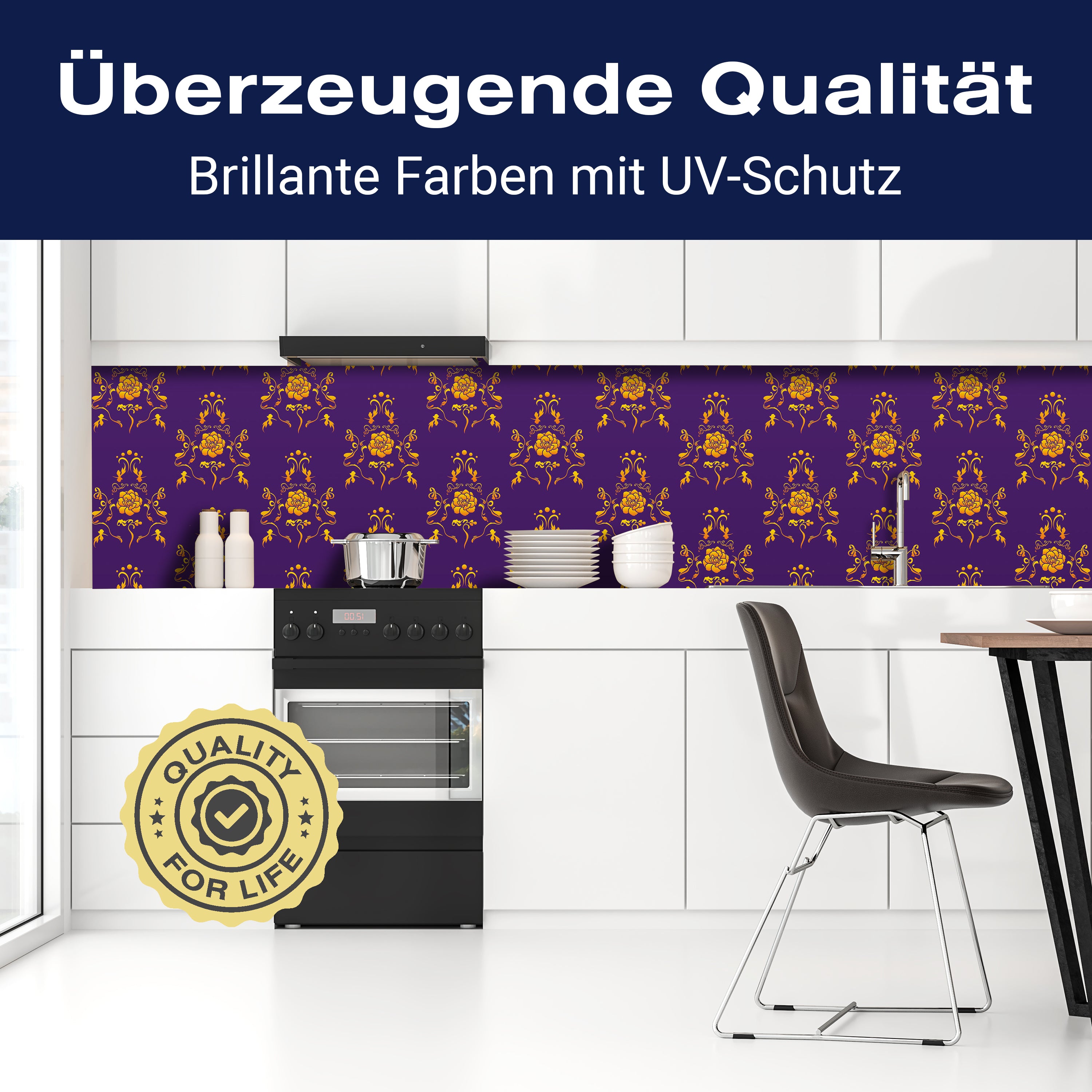 Küchenrückwand Barock Lila Muster M0120 entdecken - Bild 2 Küchenrückwand Barock Lila Muster M0120 entdecken - Bild 2