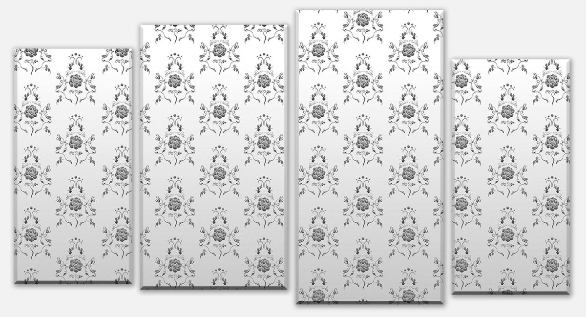 Leinwandbild Mehrteiler Barock Weissgrau Muster M0121 Leinwandbild Mehrteiler Barock Weissgrau Muster M0121