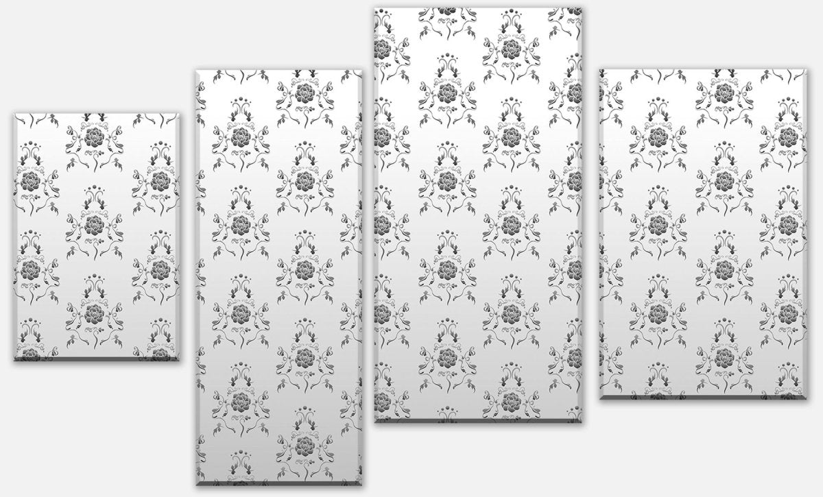 Leinwandbild Mehrteiler Barock Weissgrau Muster M0121 Leinwandbild Mehrteiler Barock Weissgrau Muster M0121
