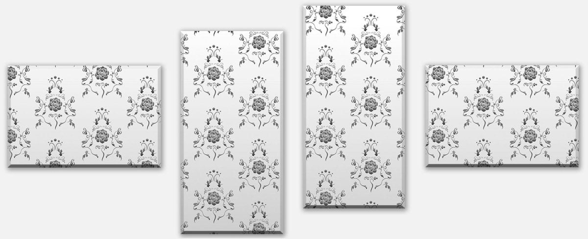 Leinwandbild Mehrteiler Barock Weissgrau Muster M0121 Leinwandbild Mehrteiler Barock Weissgrau Muster M0121