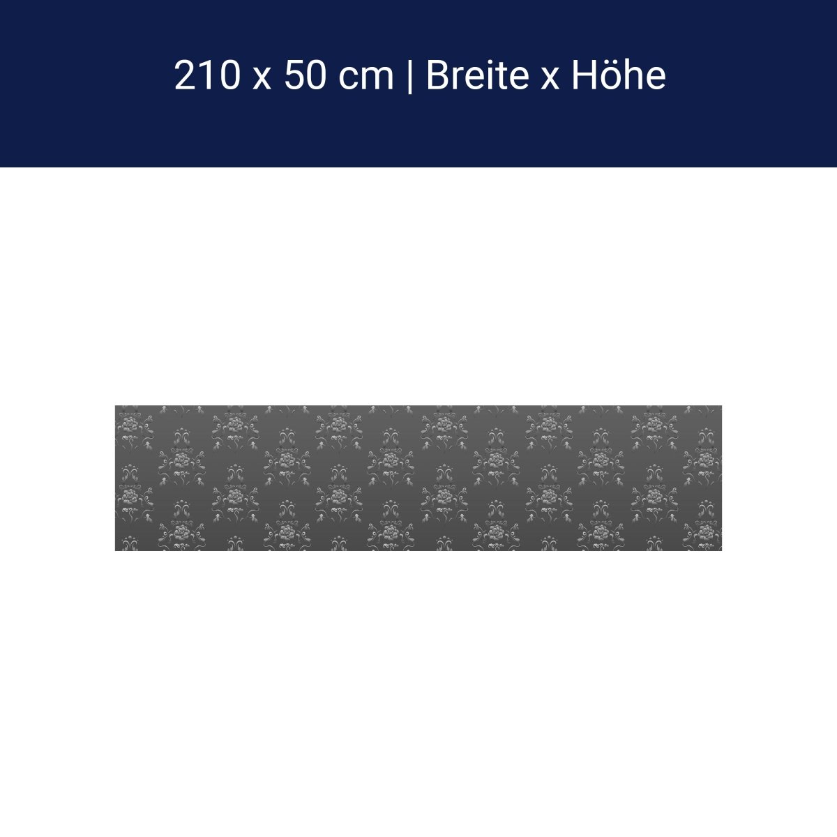 Küchenrückwand Barock Schwarzgrau Muster M0122 Küchenrückwand Barock Schwarzgrau Muster M0122