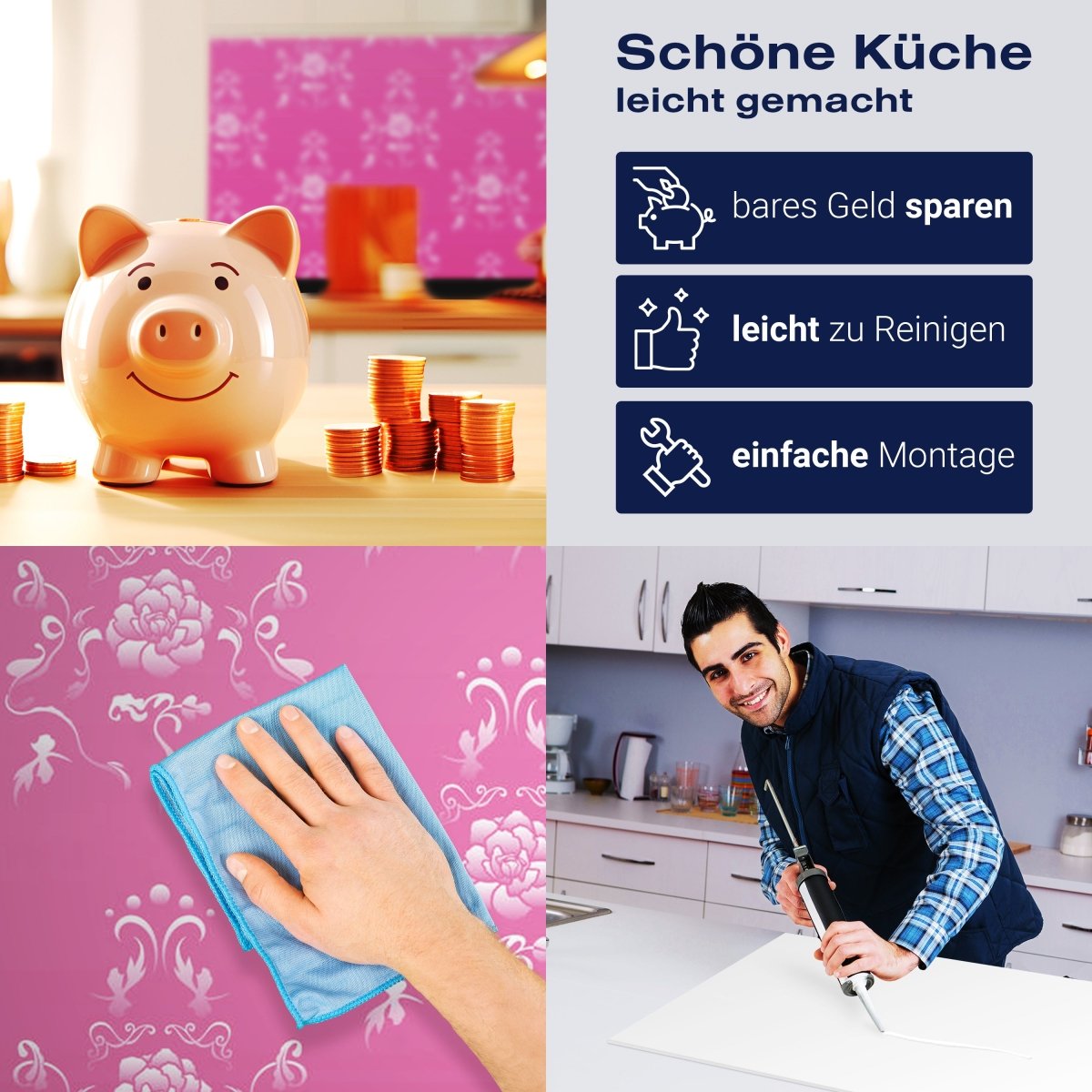 Küchenrückwand Barock Pink Muster M0123 entdecken - Bild 7 Küchenrückwand Barock Pink Muster M0123 entdecken - Bild 7