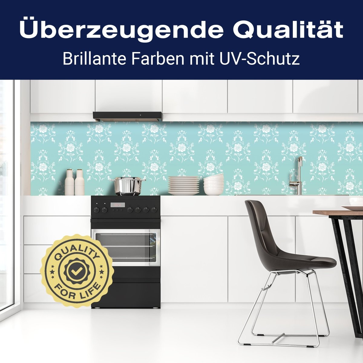 Küchenrückwand Barock Türkis Muster M0124 entdecken - Bild 2 Küchenrückwand Barock Türkis Muster M0124 entdecken - Bild 2
