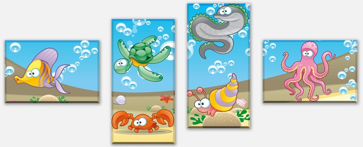 Leinwandbild Mehrteiler Unterwassertiere Kinder M0176 Leinwandbild Mehrteiler Unterwassertiere Kinder M0176