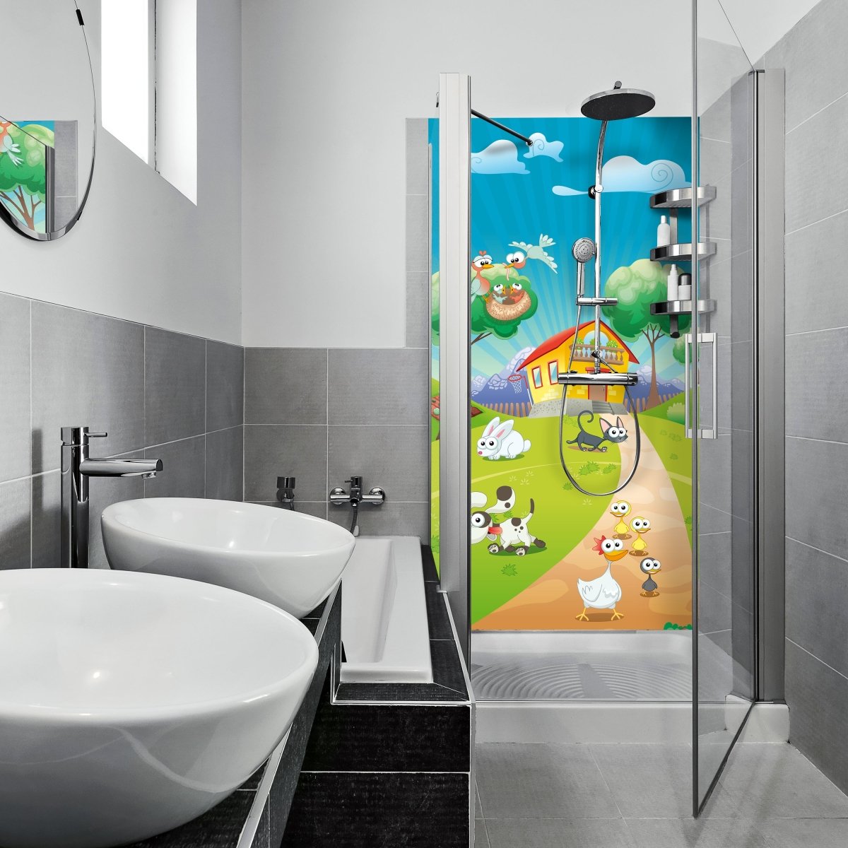 Duschwand lustige Haustiere Kinder M0179 entdecken - Bild 1 Duschwand lustige Haustiere Kinder M0179 entdecken - Bild 1