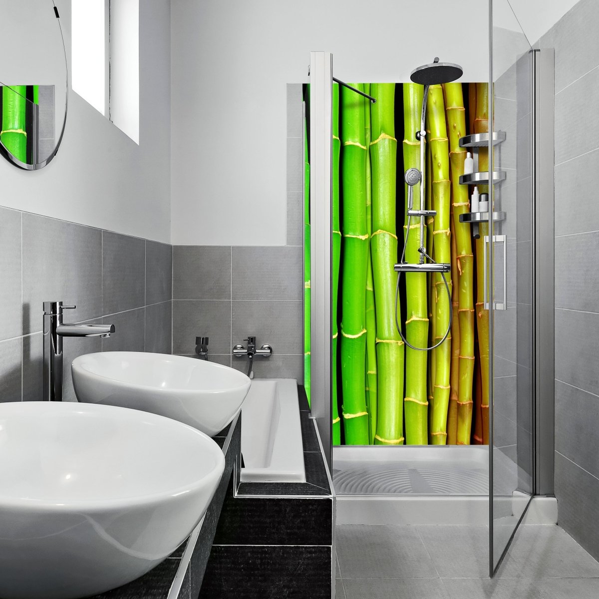Duschwand bunter Bambus Asien M0229 entdecken - Bild 1 Duschwand bunter Bambus Asien M0229 entdecken - Bild 1