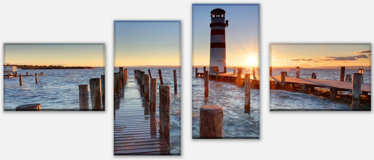 Leinwandbild Mehrteiler Leuchtturm mit Pier M0238 Leinwandbild Mehrteiler Leuchtturm mit Pier M0238
