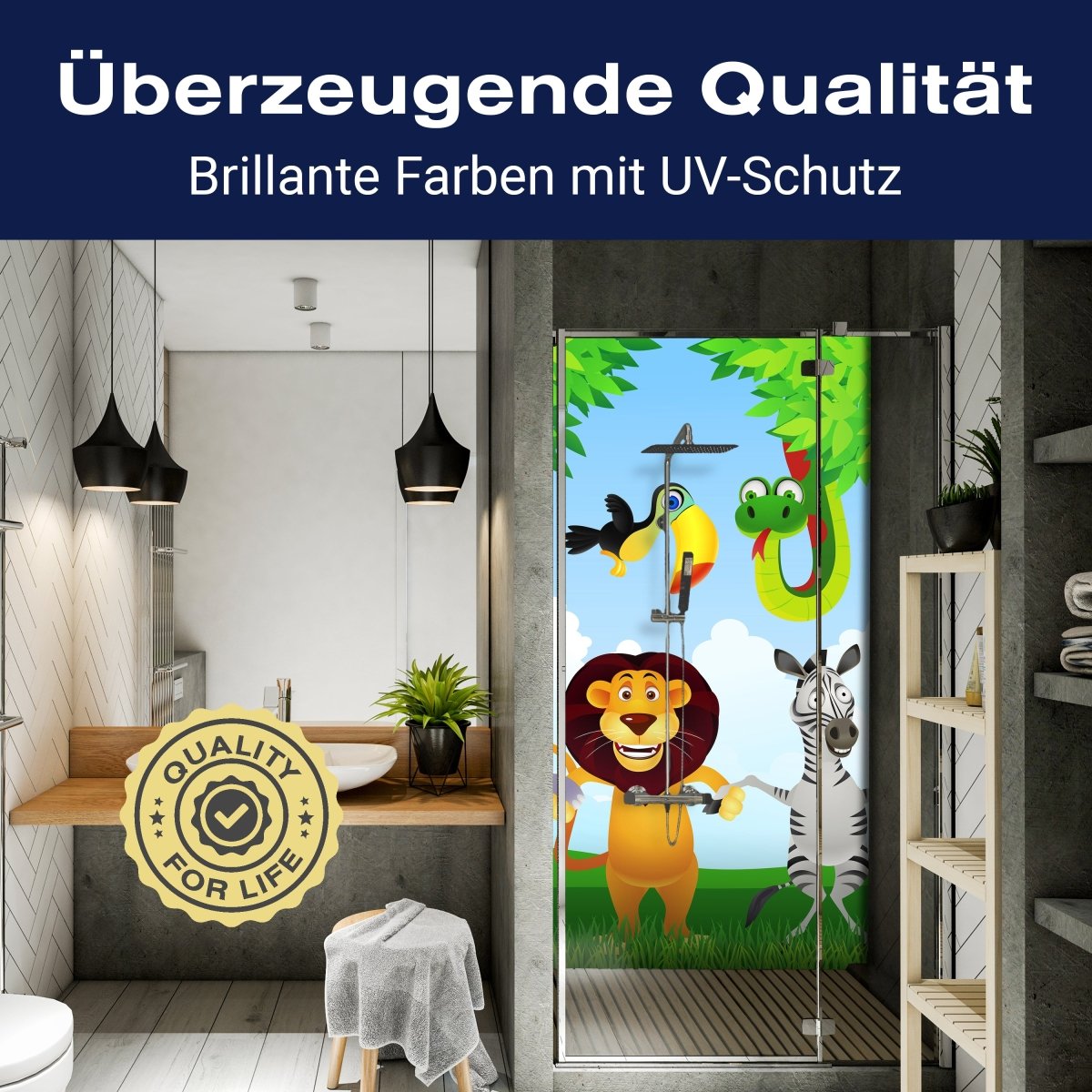 Duschwand Tiergruppe Kinder M0241 entdecken - Bild 2 Duschwand Tiergruppe Kinder M0241 entdecken - Bild 2