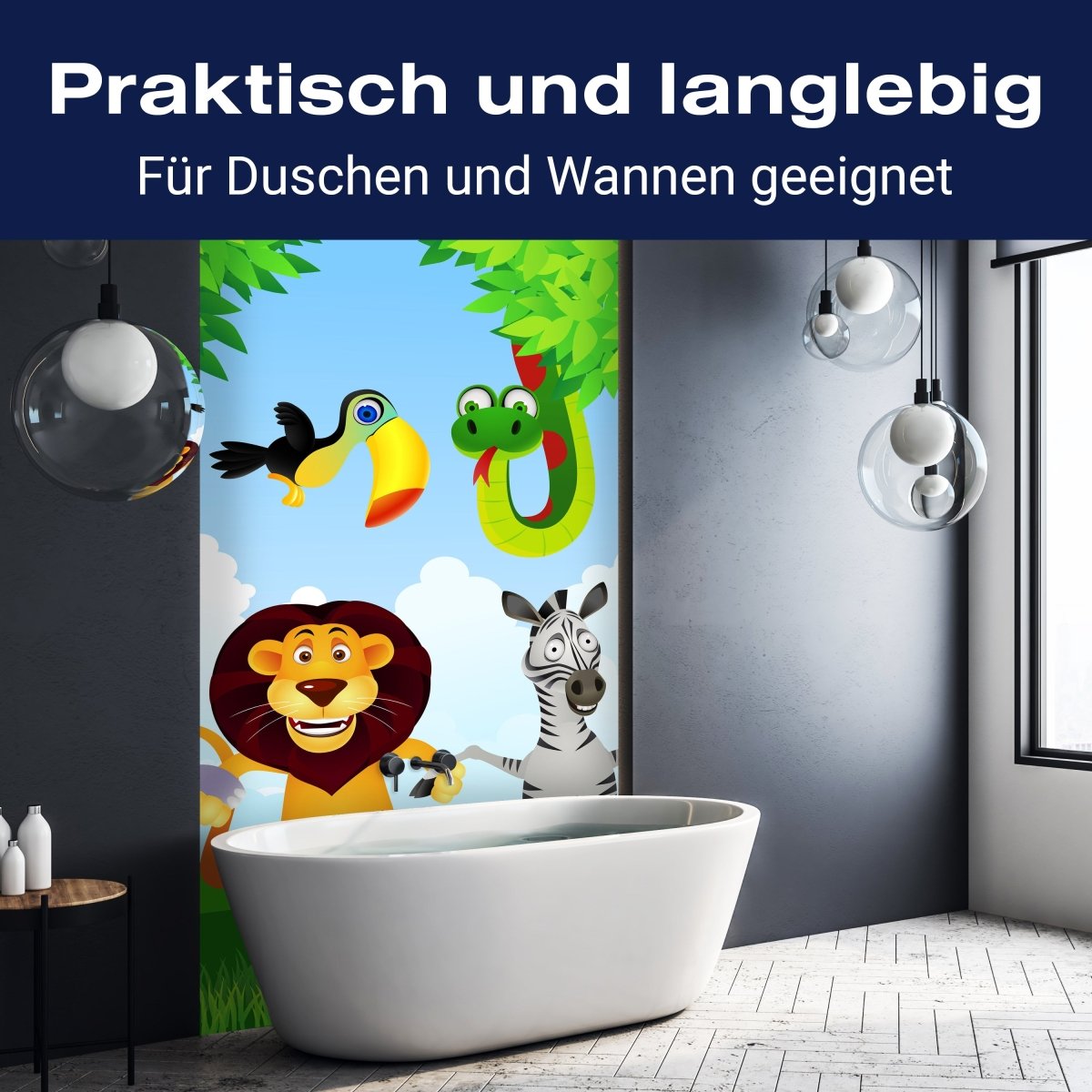 Duschwand Tiergruppe Kinder M0241 entdecken - Bild 3 Duschwand Tiergruppe Kinder M0241 entdecken - Bild 3