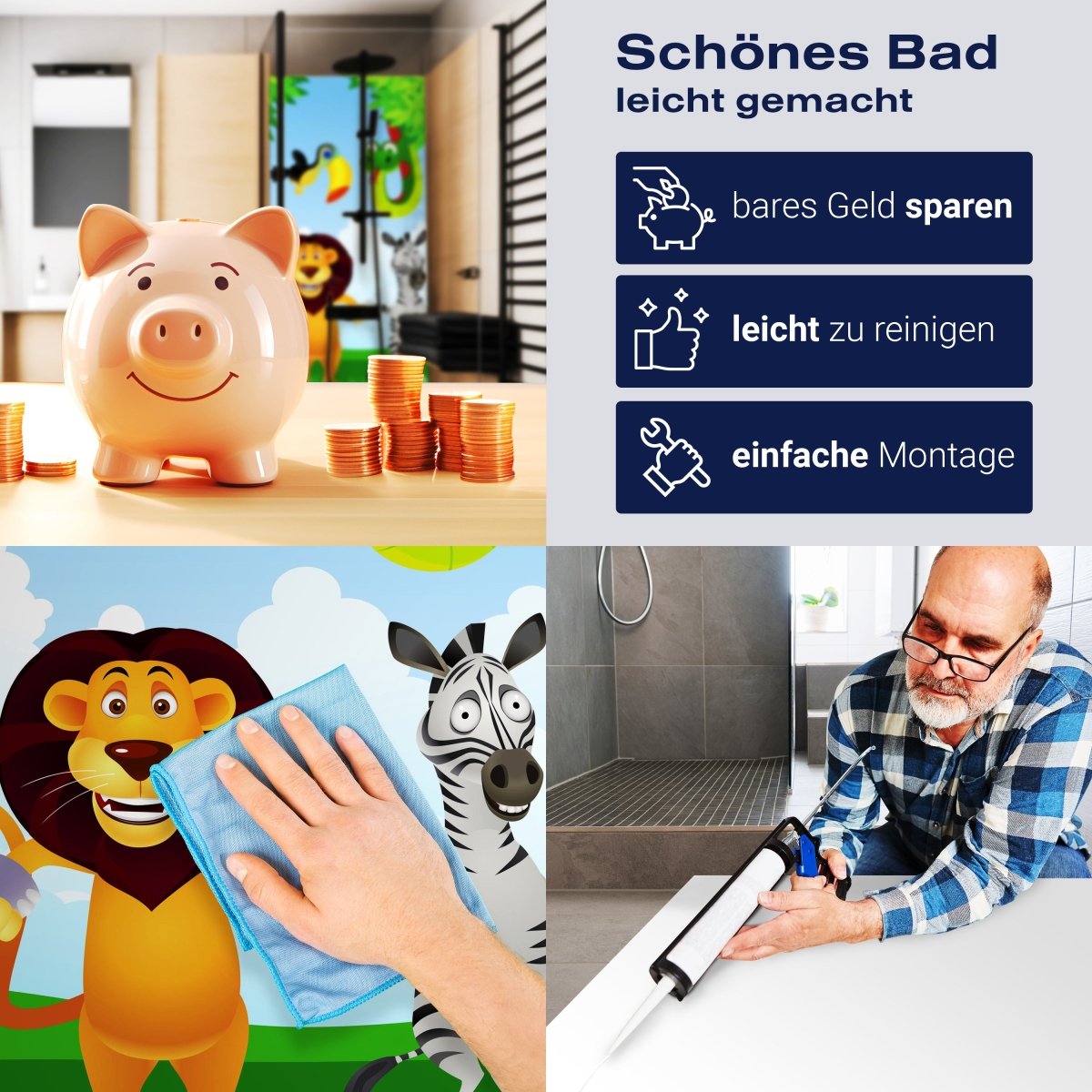 Duschwand Tiergruppe Kinder M0241 entdecken - Bild 7 Duschwand Tiergruppe Kinder M0241 entdecken - Bild 7