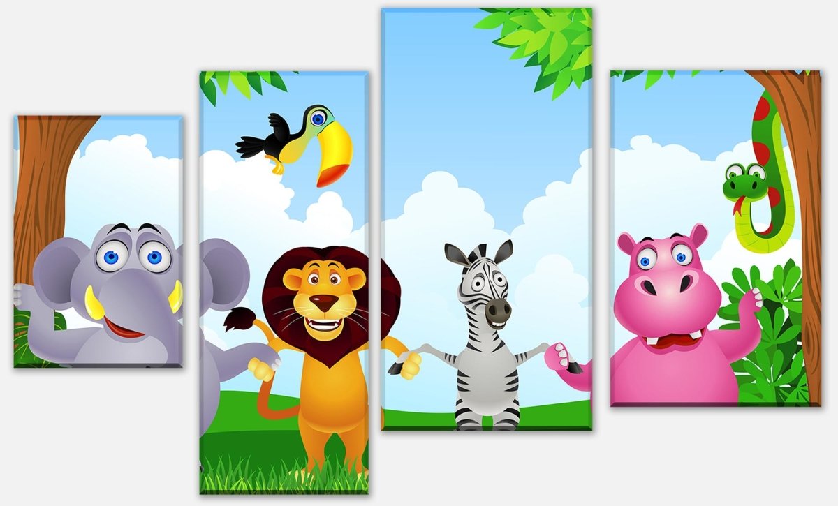 Leinwandbild Mehrteiler Tiergruppe Kinder M0241 Leinwandbild Mehrteiler Tiergruppe Kinder M0241