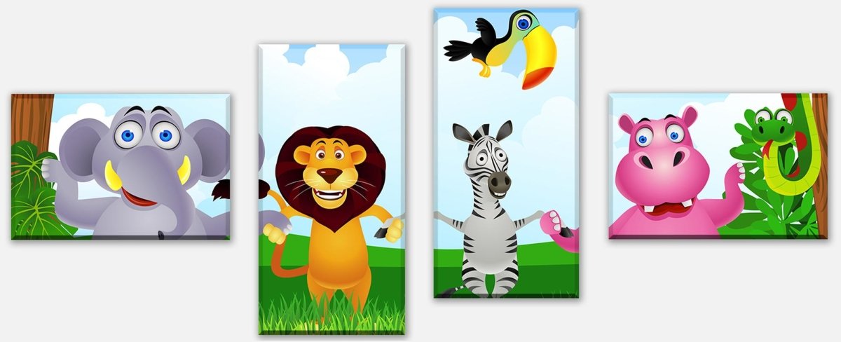 Leinwandbild Mehrteiler Tiergruppe Kinder M0241 Leinwandbild Mehrteiler Tiergruppe Kinder M0241