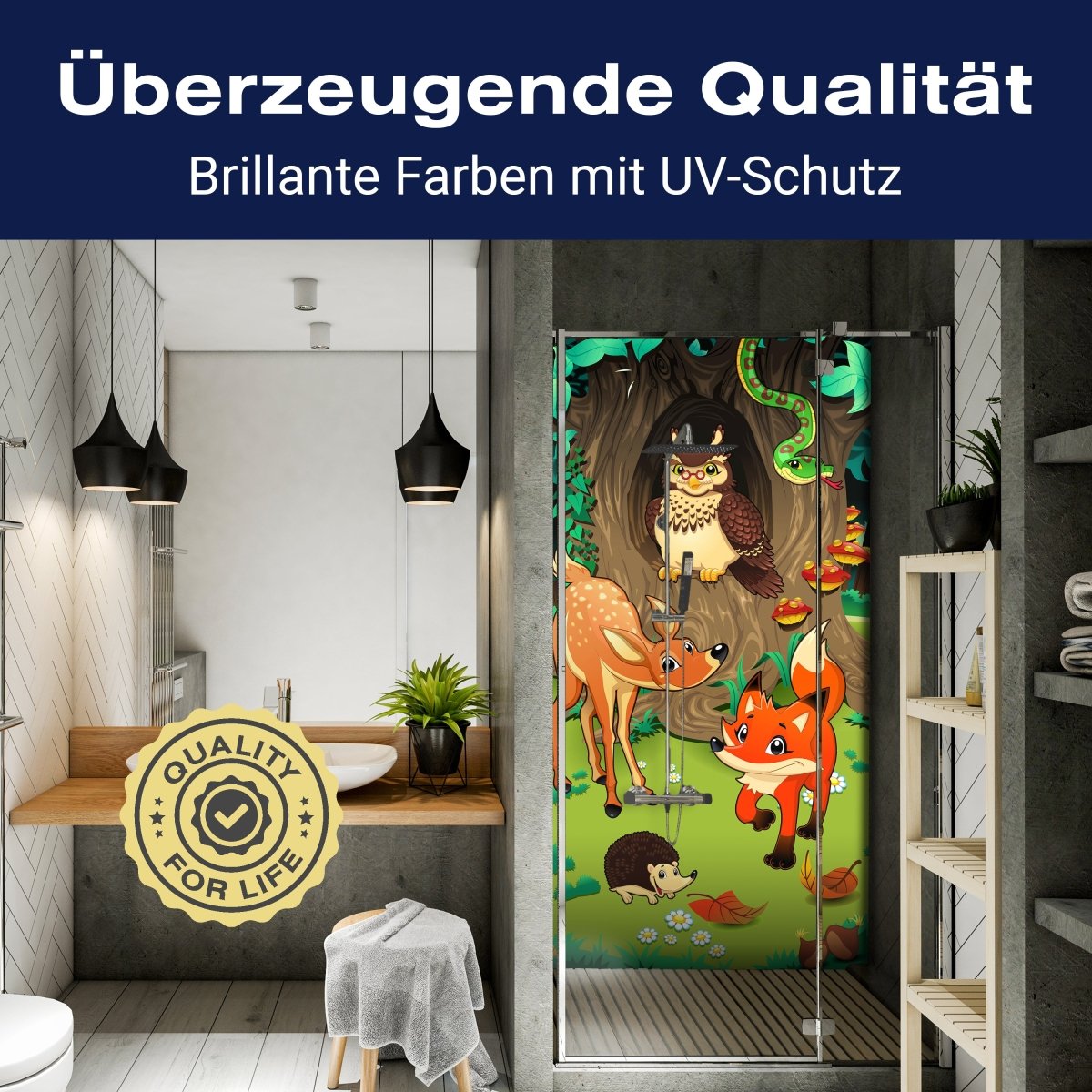 Duschwand Freundliche Waldtiere Kinder M0242 entdecken - Bild 2 Duschwand Freundliche Waldtiere Kinder M0242 entdecken - Bild 2