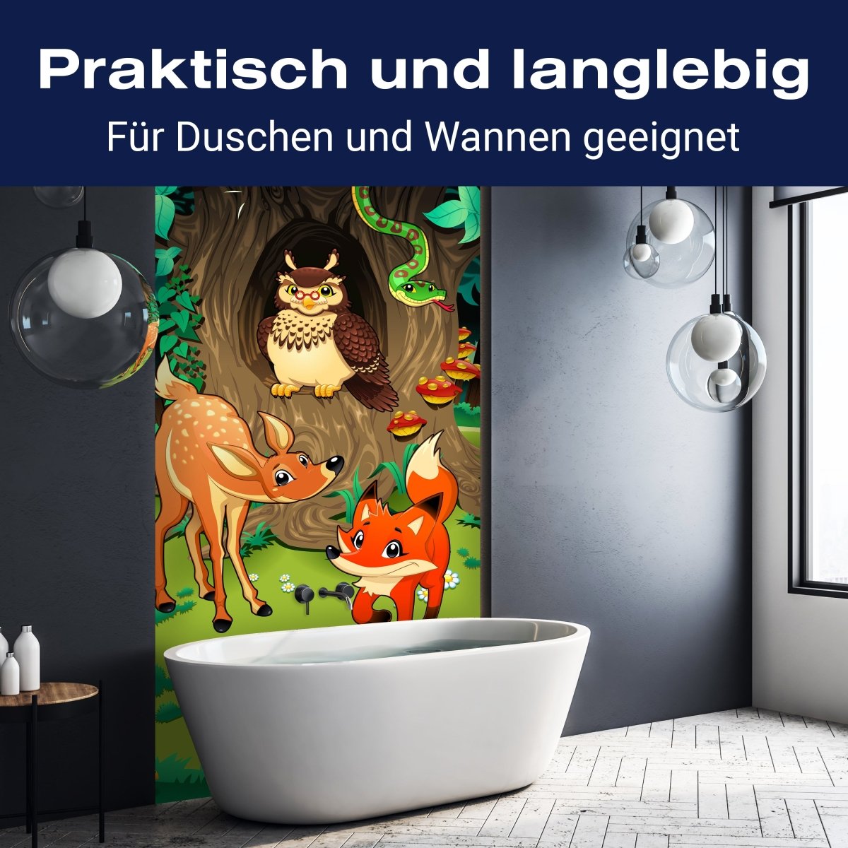 Duschwand Freundliche Waldtiere Kinder M0242 entdecken - Bild 3 Duschwand Freundliche Waldtiere Kinder M0242 entdecken - Bild 3