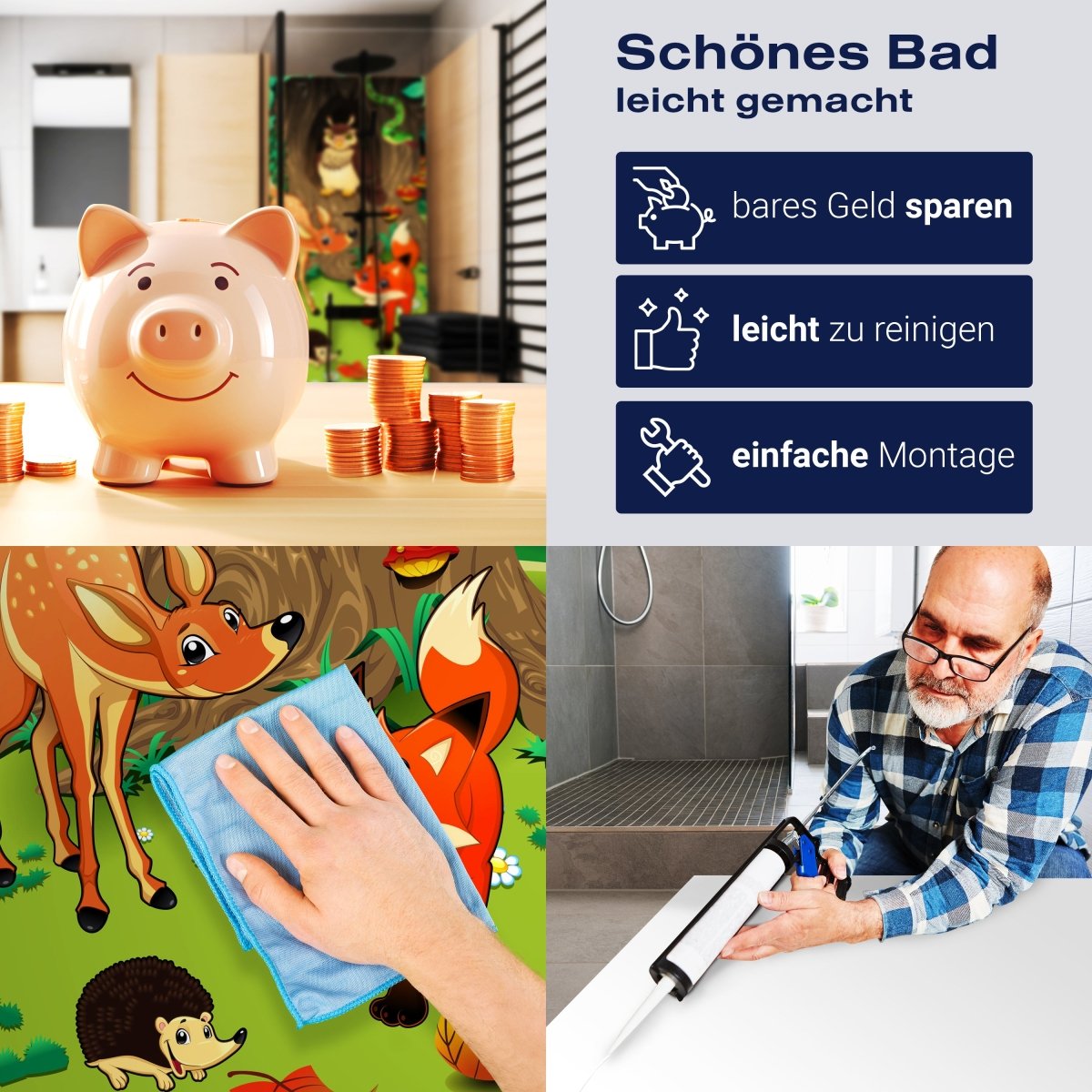 Duschwand Freundliche Waldtiere Kinder M0242 entdecken - Bild 7 Duschwand Freundliche Waldtiere Kinder M0242 entdecken - Bild 7