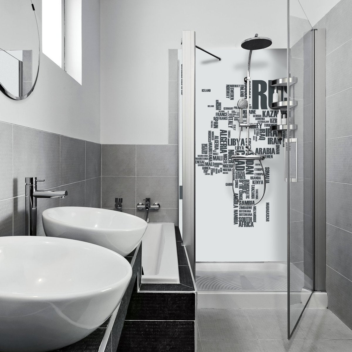 Duschwand Weltkarte Landnamen Erde M0256 entdecken - Bild 1 Duschwand Weltkarte Landnamen Erde M0256 entdecken - Bild 1