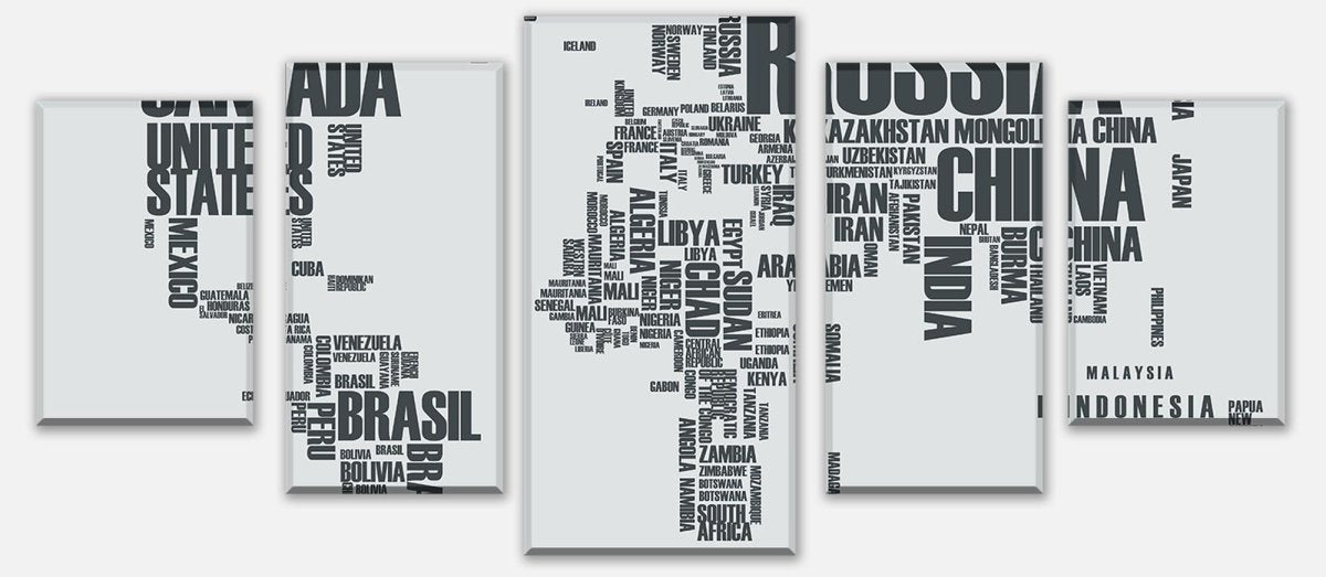 Leinwandbild Mehrteiler Weltkarte Landnamen Erde M0256 entdecken - Bild 1 Leinwandbild Mehrteiler Weltkarte Landnamen Erde M0256 entdecken - Bild 1