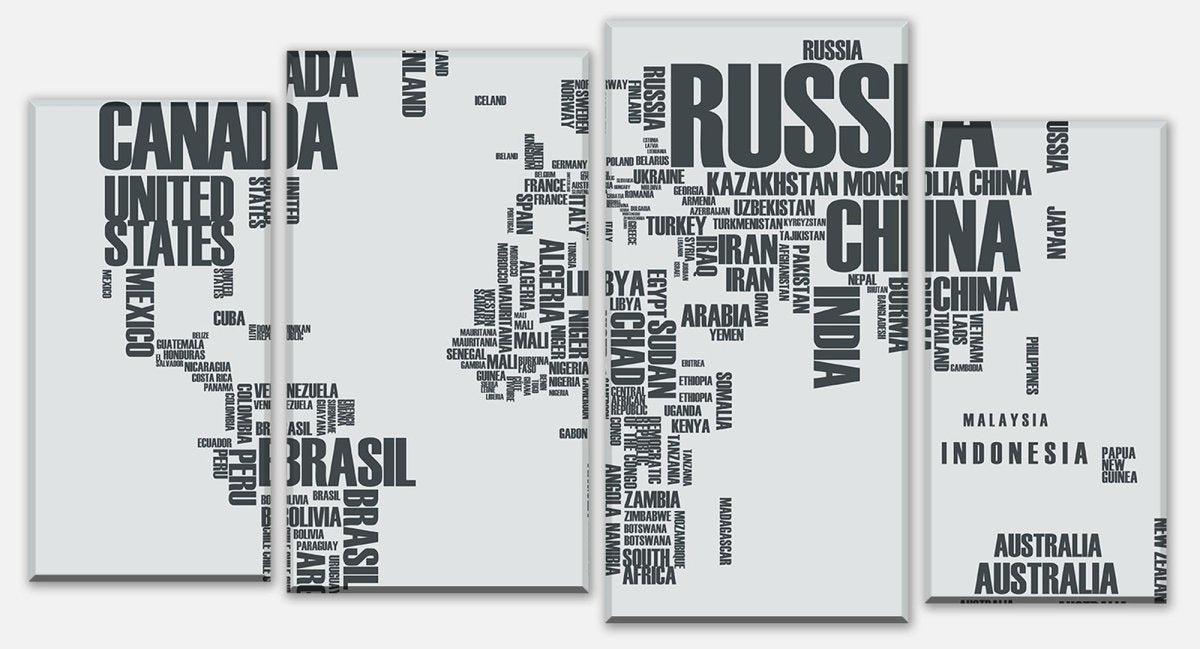 Leinwandbild Mehrteiler Weltkarte Landnamen Erde M0256 Leinwandbild Mehrteiler Weltkarte Landnamen Erde M0256