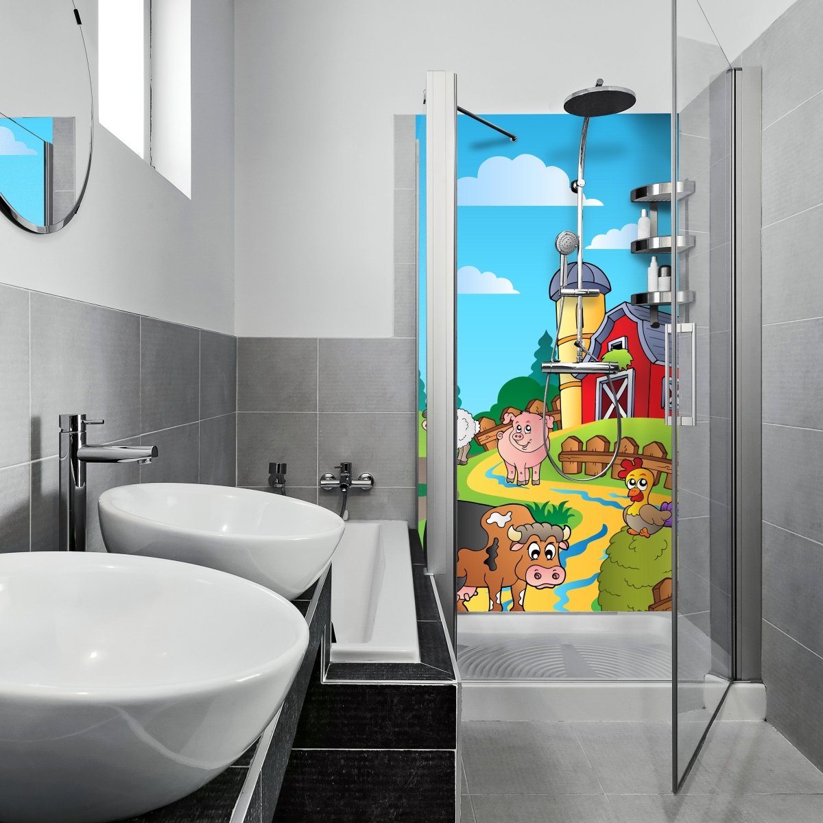 Duschwand Farmtiere Kinder M0257 entdecken - Bild 1 Duschwand Farmtiere Kinder M0257 entdecken - Bild 1