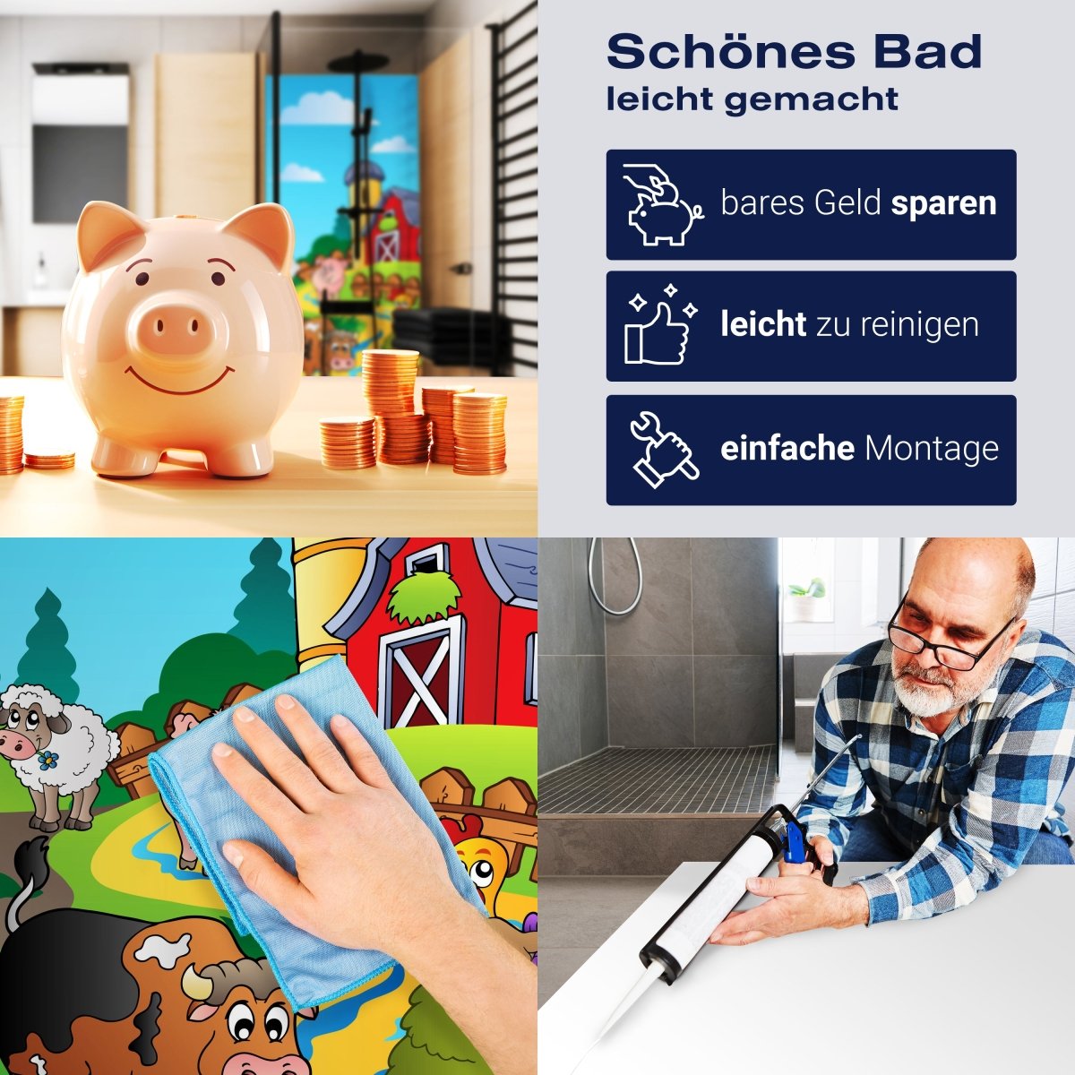 Duschwand Farmtiere Kinder M0257 entdecken - Bild 7 Duschwand Farmtiere Kinder M0257 entdecken - Bild 7