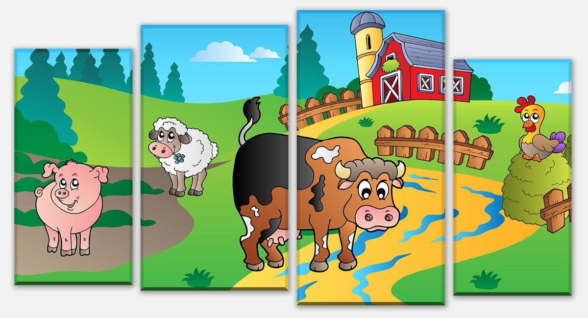Leinwandbild Mehrteiler Farmtiere Kinder M0257 Leinwandbild Mehrteiler Farmtiere Kinder M0257