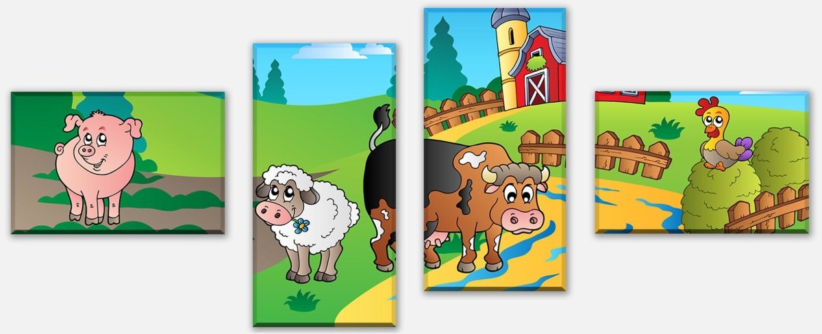Leinwandbild Mehrteiler Farmtiere Kinder M0257 Leinwandbild Mehrteiler Farmtiere Kinder M0257