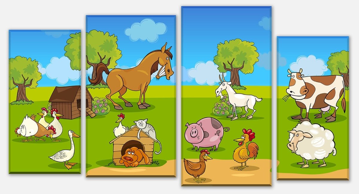 Leinwandbild Mehrteiler Verrückter Bauernhof Kinder M0274 Leinwandbild Mehrteiler Verrückter Bauernhof Kinder M0274