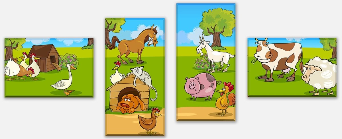 Leinwandbild Mehrteiler Verrückter Bauernhof Kinder M0274 Leinwandbild Mehrteiler Verrückter Bauernhof Kinder M0274