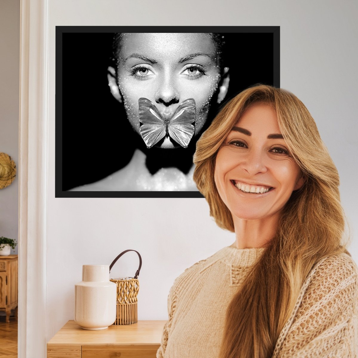 wandmotiv24 Poster, Poster - Frau, Lippen, Schmetterling - M0284 - Bild 2 wandmotiv24 Poster, Poster - Frau, Lippen, Schmetterling - M0284 - Bild 2