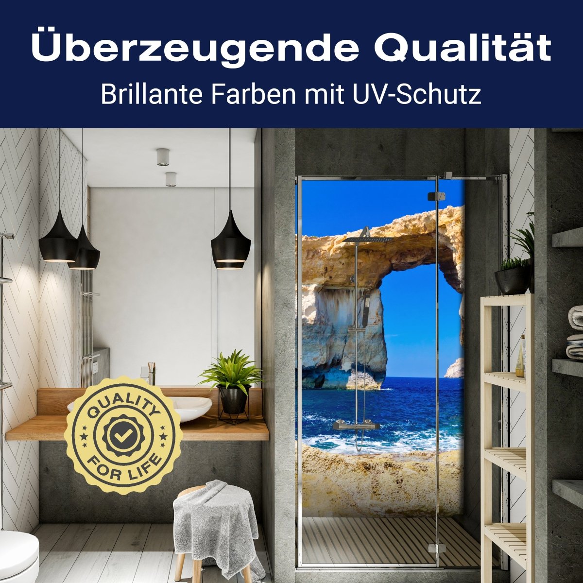 Duschwand Blaues Fenster Gozo M0288 entdecken - Bild 2 Duschwand Blaues Fenster Gozo M0288 entdecken - Bild 2