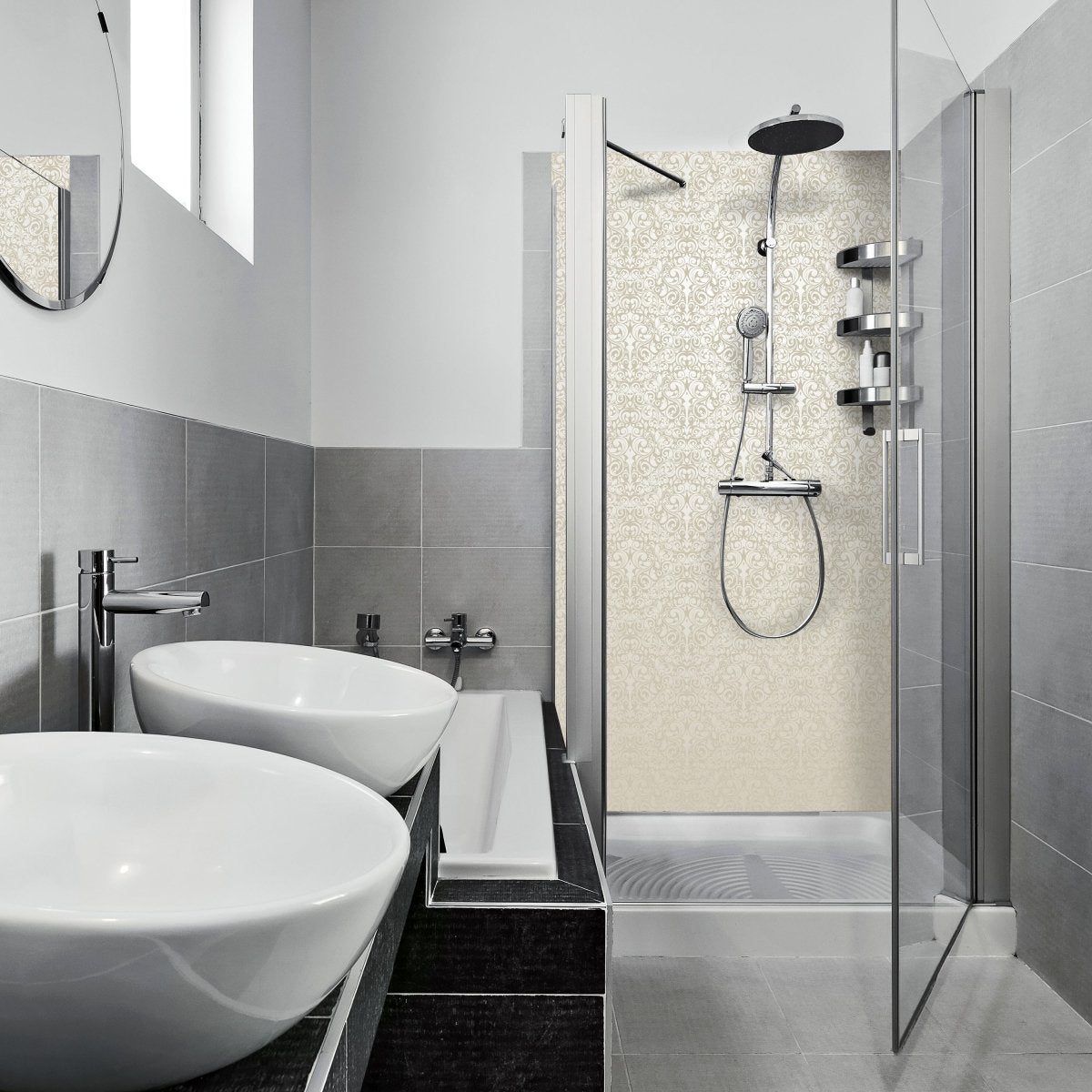 Duschwand Barockmuster Beige M0306 entdecken - Bild 1 Duschwand Barockmuster Beige M0306 entdecken - Bild 1