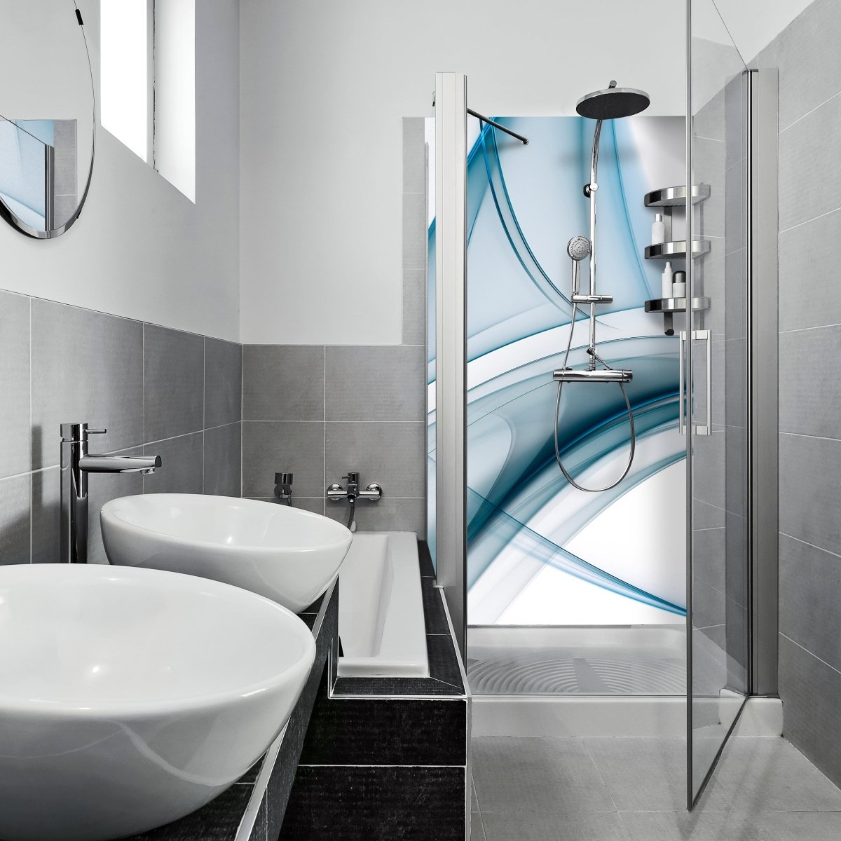 Duschwand Blaue Glaswelle M0307 entdecken - Bild 1 Duschwand Blaue Glaswelle M0307 entdecken - Bild 1