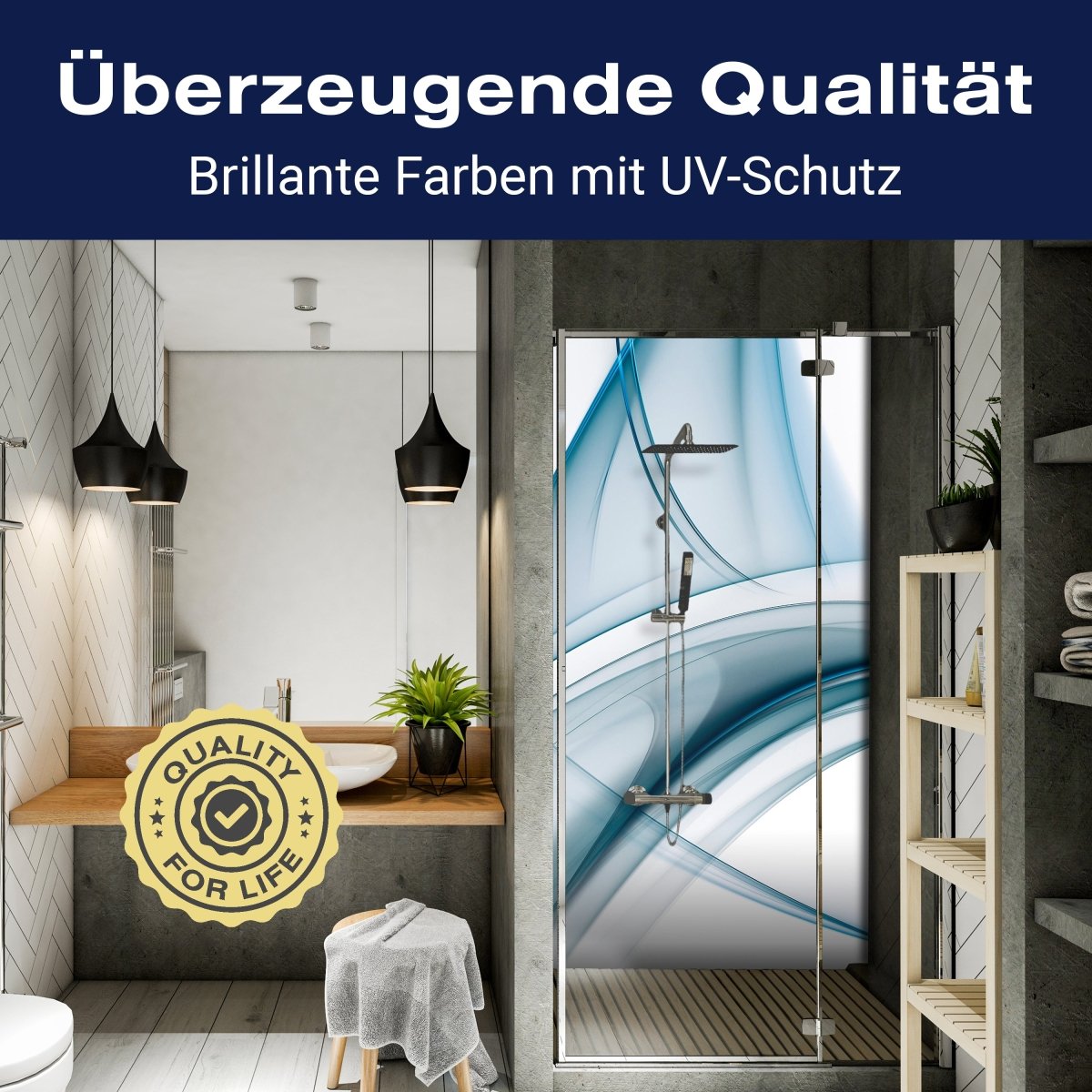 Duschwand Blaue Glaswelle M0307 entdecken - Bild 2 Duschwand Blaue Glaswelle M0307 entdecken - Bild 2