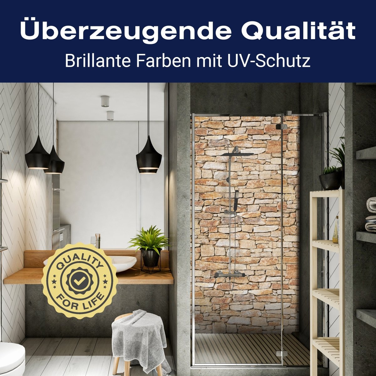 Duschwand Natursteinmauer Hell M0310 entdecken - Bild 2 Duschwand Natursteinmauer Hell M0310 entdecken - Bild 2