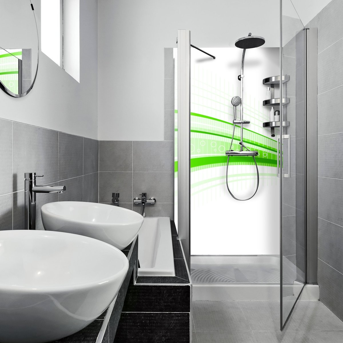 Duschwand Grüne Welle M0313 entdecken - Bild 1 Duschwand Grüne Welle M0313 entdecken - Bild 1