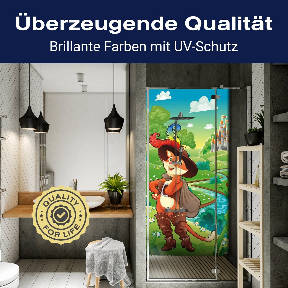 Duschwand Gestiefelter Kater M0320 entdecken - Bild 2 Duschwand Gestiefelter Kater M0320 entdecken - Bild 2