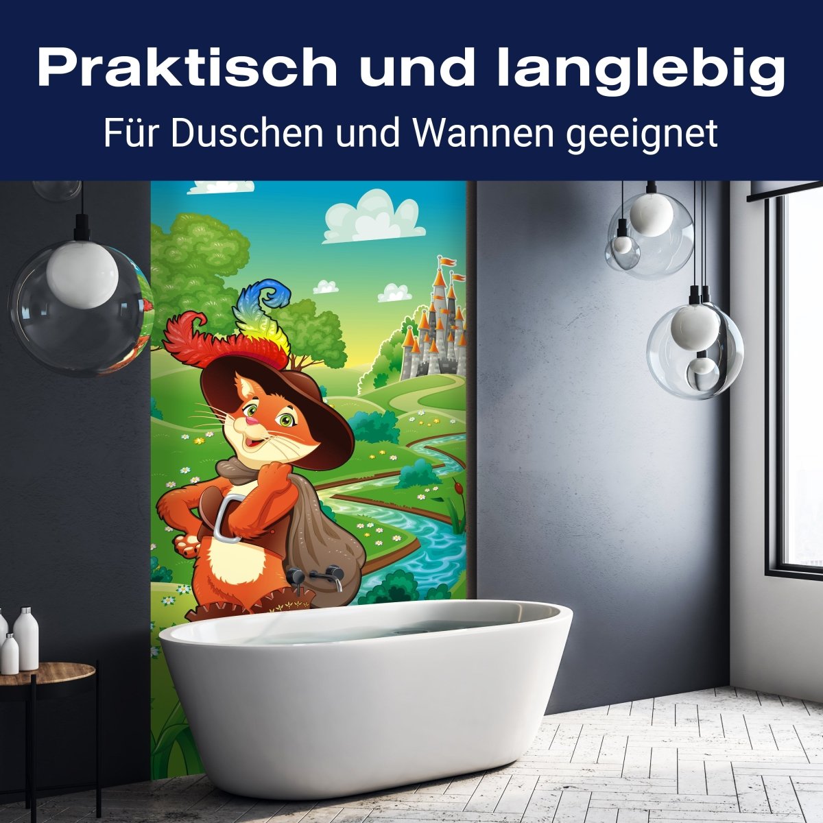 Duschwand Gestiefelter Kater M0320 entdecken - Bild 3 Duschwand Gestiefelter Kater M0320 entdecken - Bild 3