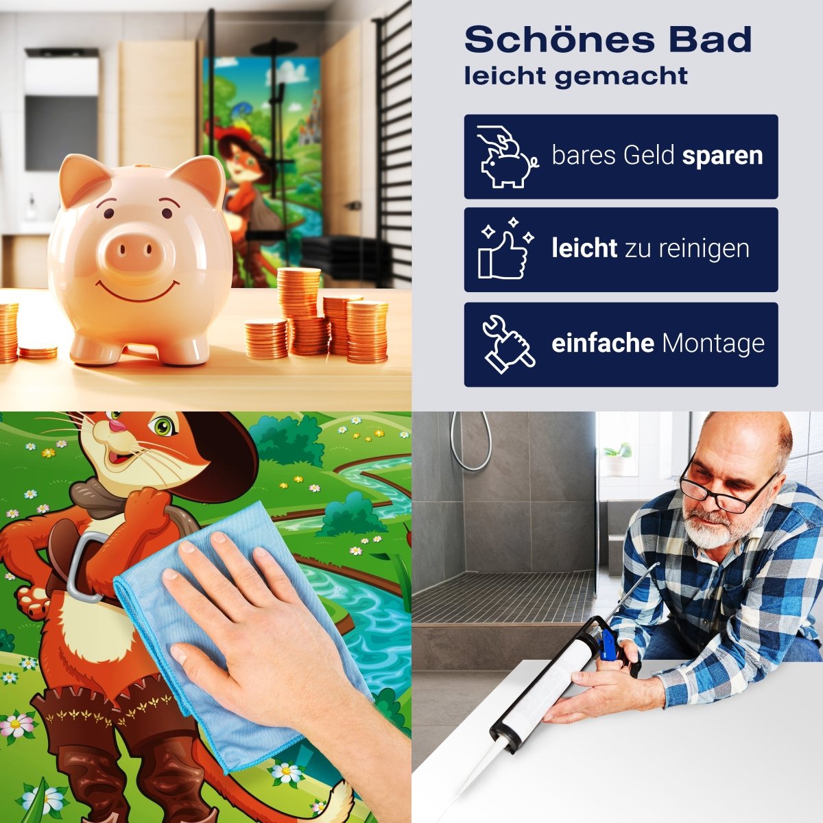 Duschwand Gestiefelter Kater M0320 entdecken - Bild 7 Duschwand Gestiefelter Kater M0320 entdecken - Bild 7