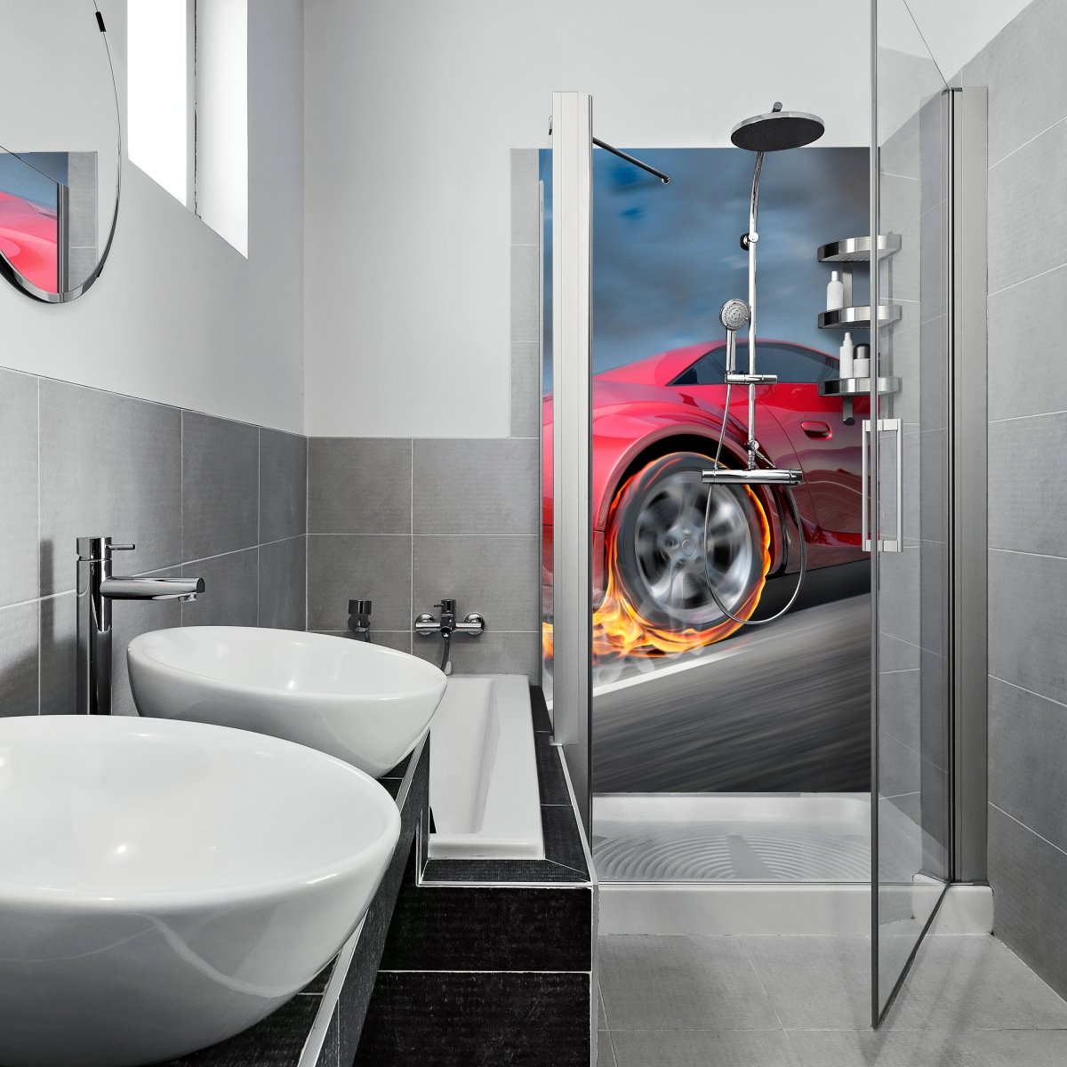 Duschwand Sportwagen in Action M0334 entdecken - Bild 1 Duschwand Sportwagen in Action M0334 entdecken - Bild 1