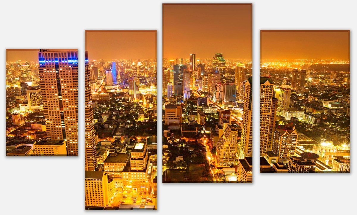 Leinwandbild Mehrteiler Goldene Nacht in Bangkok M0341 Leinwandbild Mehrteiler Goldene Nacht in Bangkok M0341