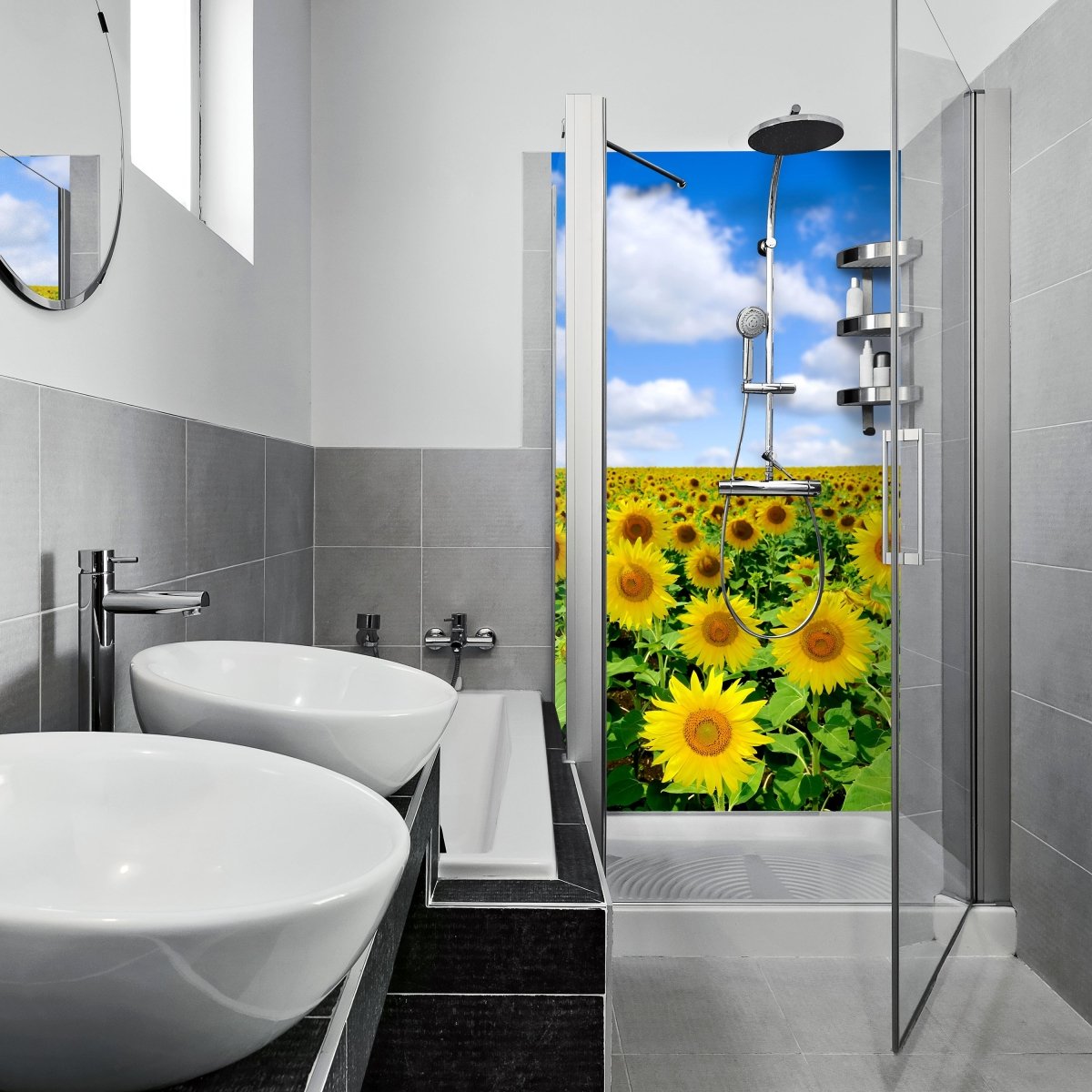 Duschwand Sonnenblumenfeld M0348 entdecken - Bild 1 Duschwand Sonnenblumenfeld M0348 entdecken - Bild 1