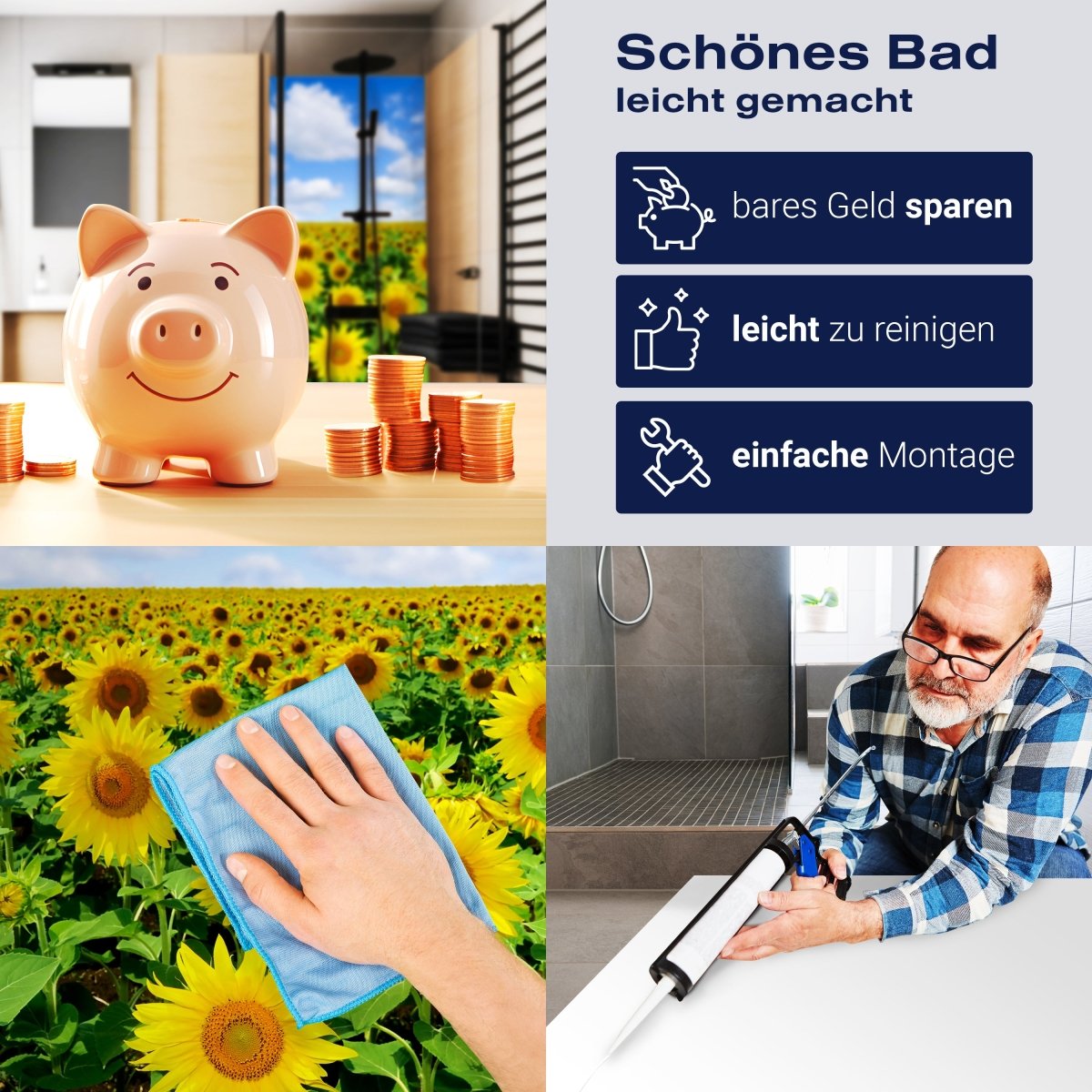 Duschwand Sonnenblumenfeld M0348 entdecken - Bild 7 Duschwand Sonnenblumenfeld M0348 entdecken - Bild 7