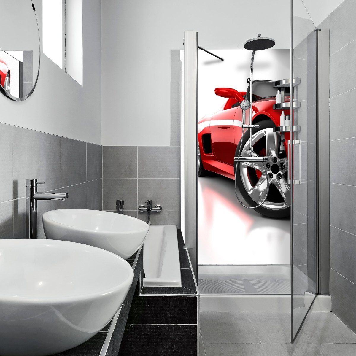 Duschwand Roter Sportwagen M0371 entdecken - Bild 1 Duschwand Roter Sportwagen M0371 entdecken - Bild 1